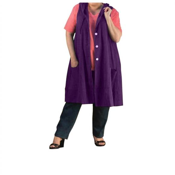 NEW ON THE PLUS SIDE crinkle cotton solid sleeveless vest - plus size in auber p